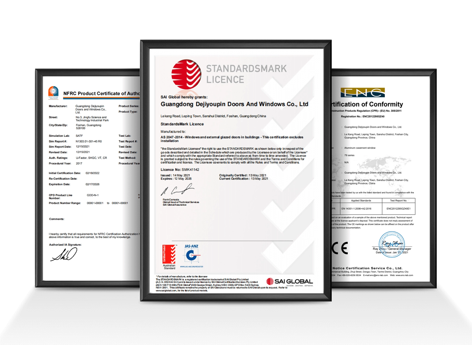 DERCHI quality certificates and patent documents