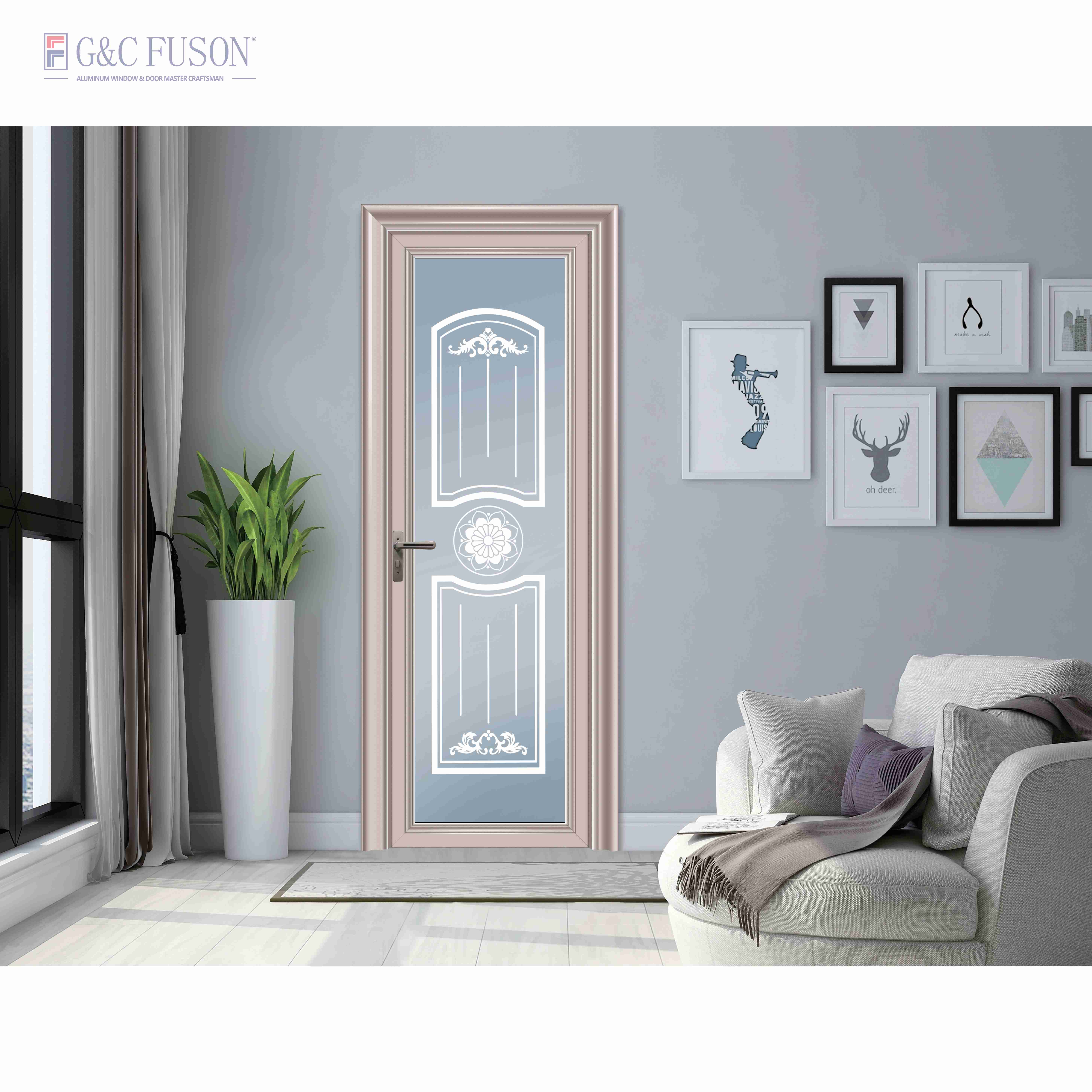 Fuson Oem Acceptable French Villa Front Arch Shaped Exterior Aluminium Steel Iron Entry Entrance Main Casement Doors With Glass