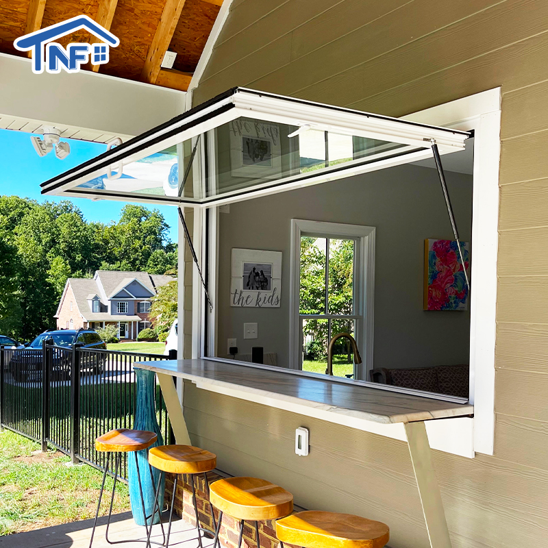 Aluminium Gas Strut Pass Through windows Push Out Flip Out windows Double Glazed Awning Window For Kitchen Bar
