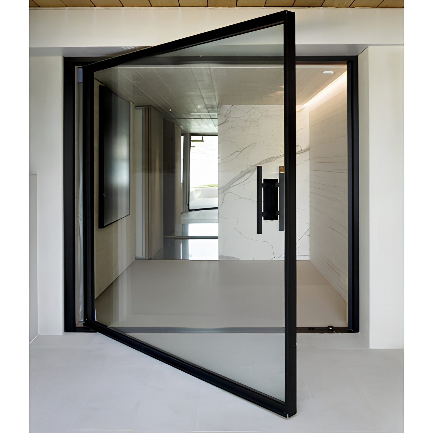 Modern Heavy-Duty Aluminum Pivot Doors with Double Glass Soundproof Finished Surface for Villa &amp; Hotel Entrance