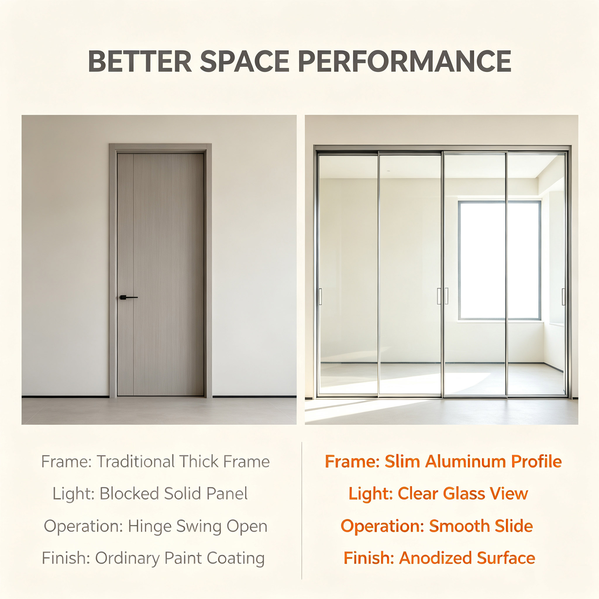 Modern Minimalist Custom Silent Track Waterproof 5 Year Warranty 6063-T5 Aluminum Alloy Triple Action Sliding Door For Balcony