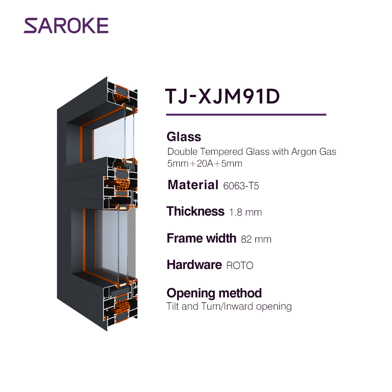 Villa Storm Resistant Coastal Impact Sound Proof Aluminum Frame Alloy windows in China