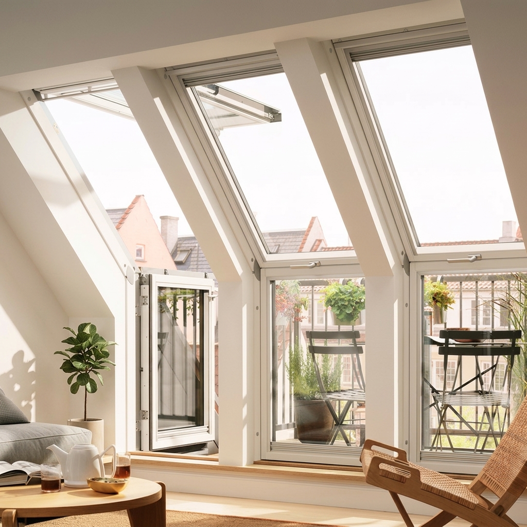 Lolands Modern Aluminum Folding Roof Window Glazed Pivot Rooflight Dormer for Balcony Attic