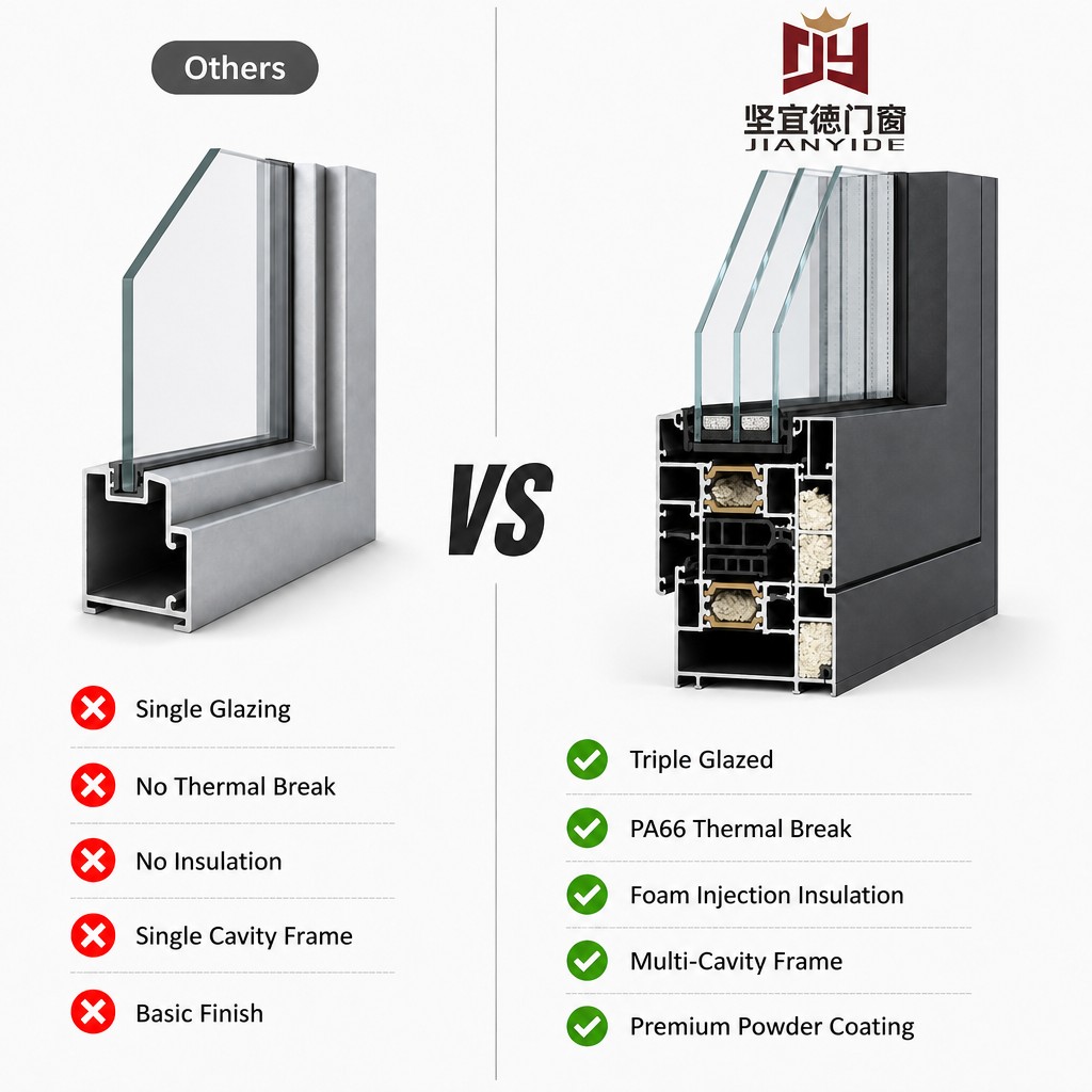 Heavy Duty 86 Series Aluminum Casement Window, Large Section 798 Type Window Frame for Villa & House