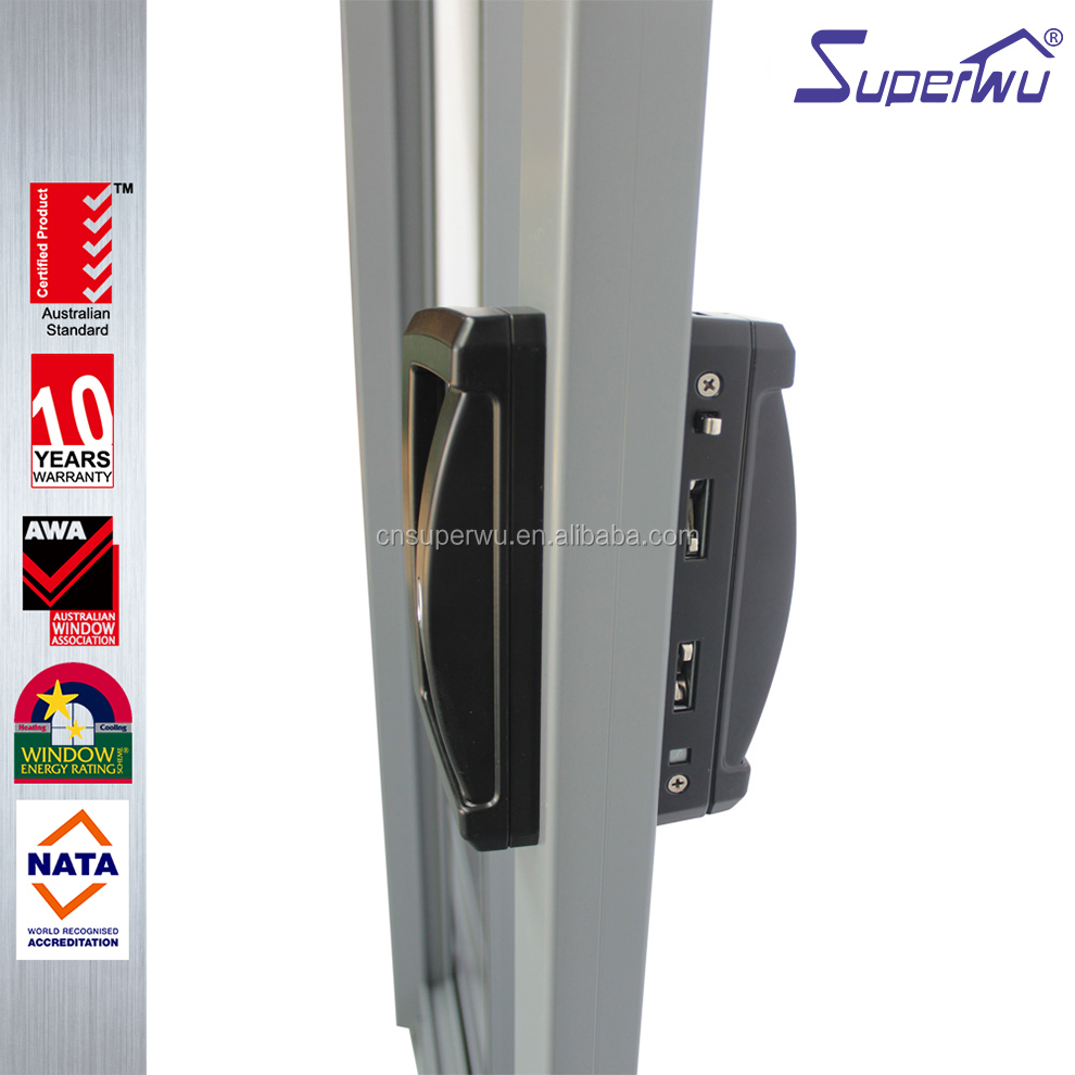 SUPERWU NFRC Standard Modern Architectural Design Aluminium Sliding Doors Double Glazed With Louver