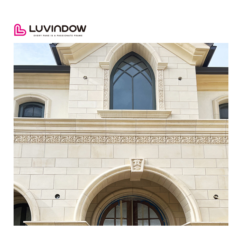 Modern House Designs Wooden Aluminium Casement Arch Window Custom Special Shape Glass Windows