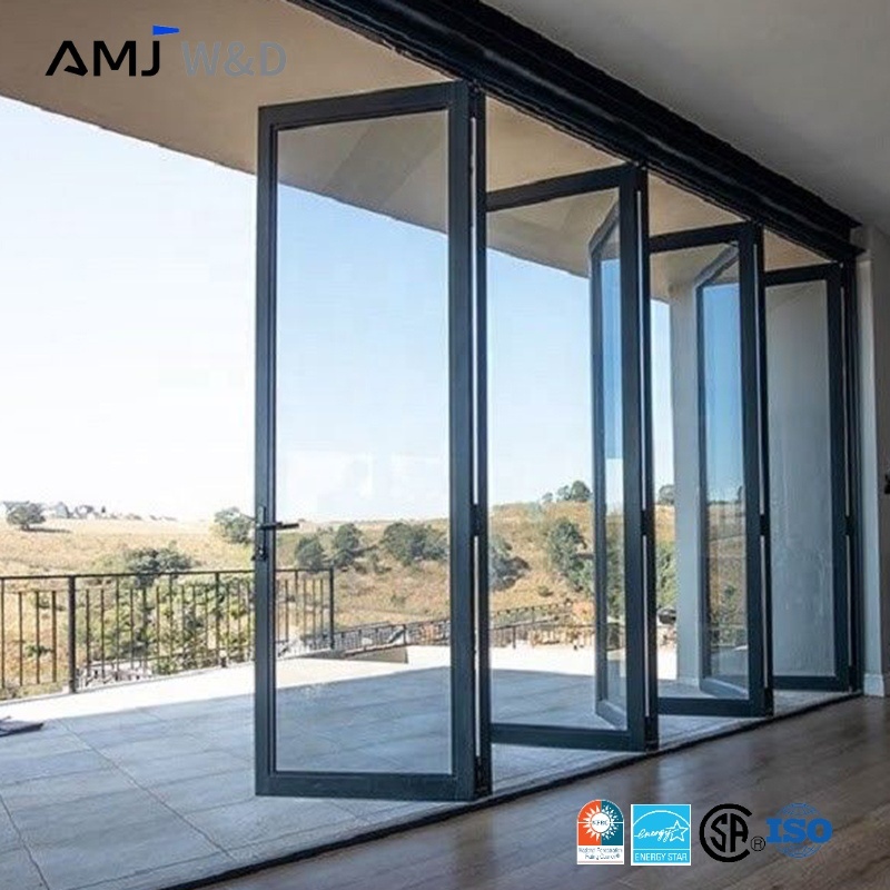 China Folding and Sliding Exterior Double Lowe Glass Aluminum Bi Folding Foldable Door Bifold Accordion Doors