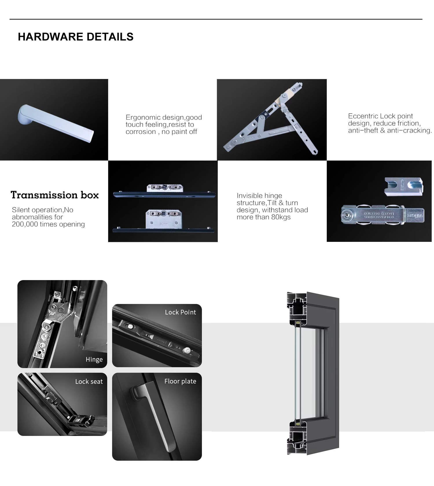 Hurricane Proof Thermal Break Aluminum Window Hinges Energy Efficient Windows Aluminum Window Casement Windows and Doors