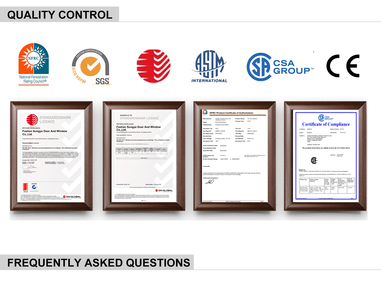 Production Facility and Quality Control