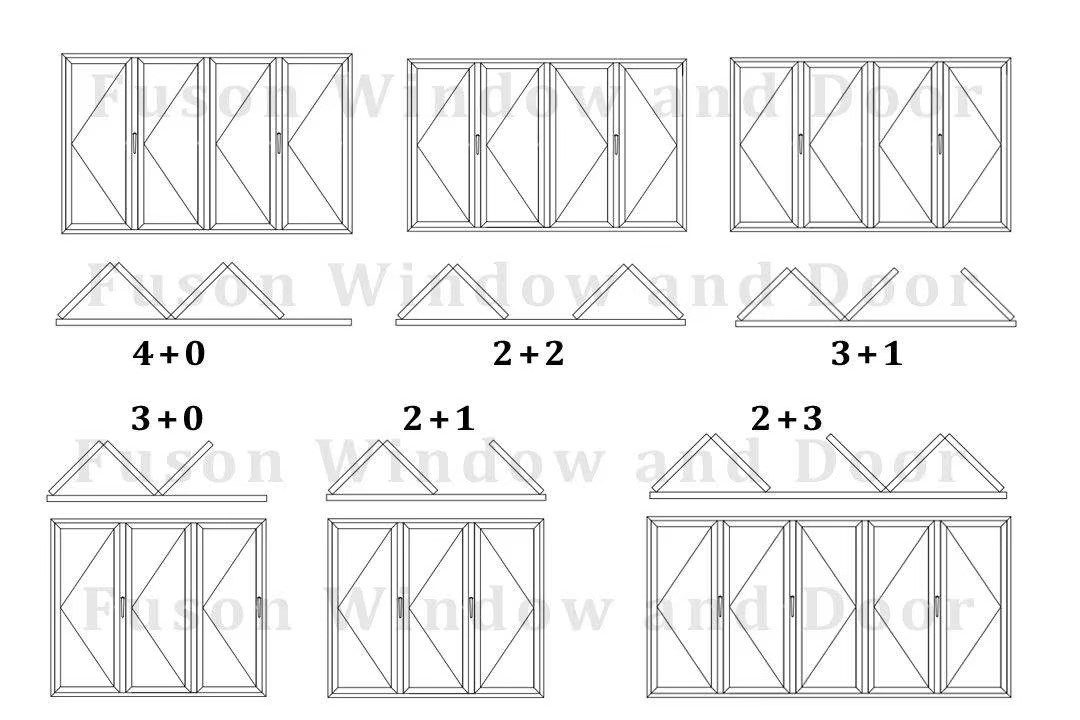 Fuson Hurricane Proof Aluminum Exterior Door Balcony Patio Lowe Glass Aluminum Bifold Folding Door