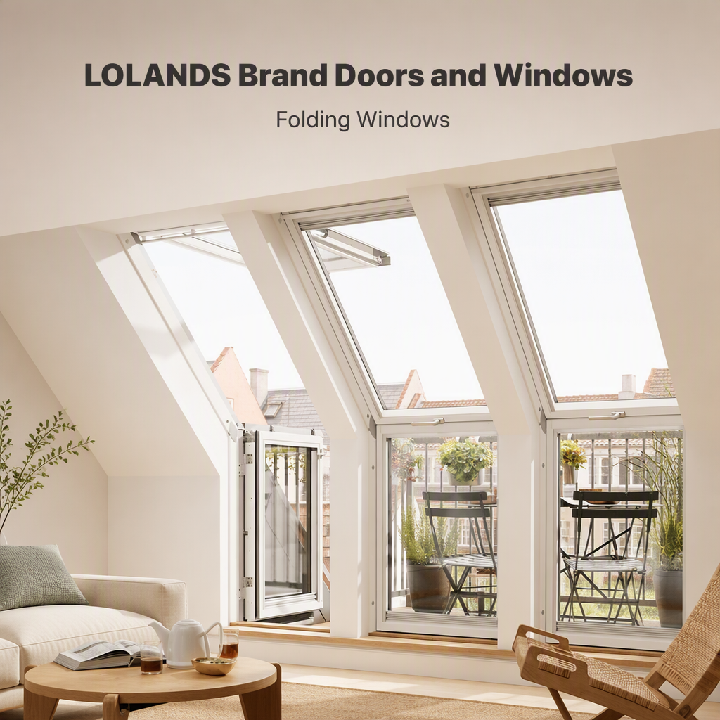 Lolands Modern Aluminum Folding Roof Window Glazed Pivot Rooflight Dormer for Balcony Attic