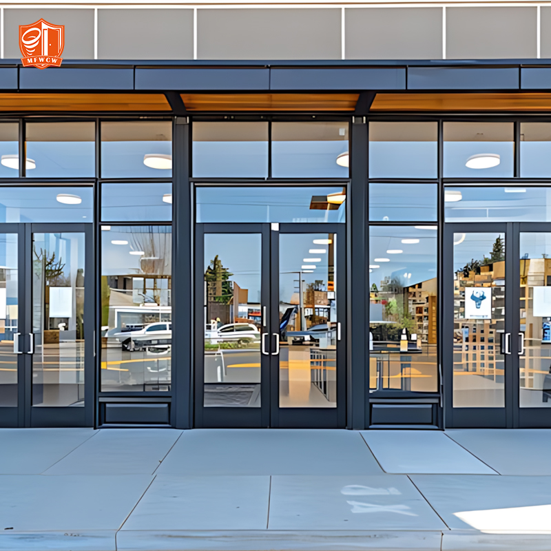 Heavy Duty Aluminum Glass Commercial Storefront Entry Door