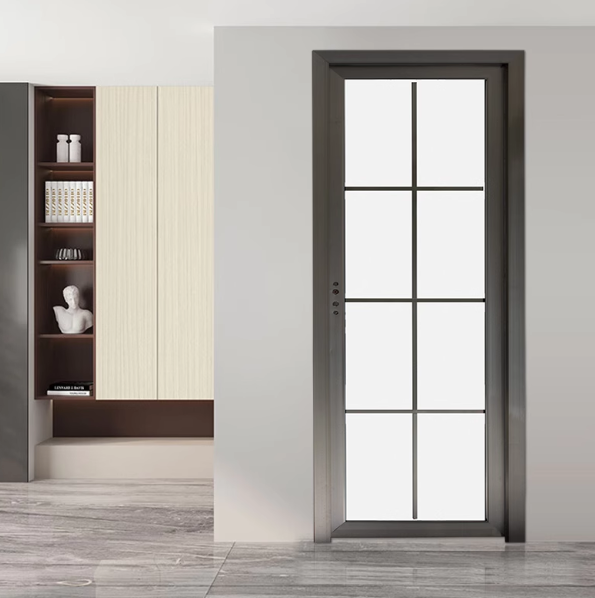 Stylish Aluminum Casement Door Indoor Aluminum Alloy Glass Swing Doors for Kitchens Bathrooms and Toilets