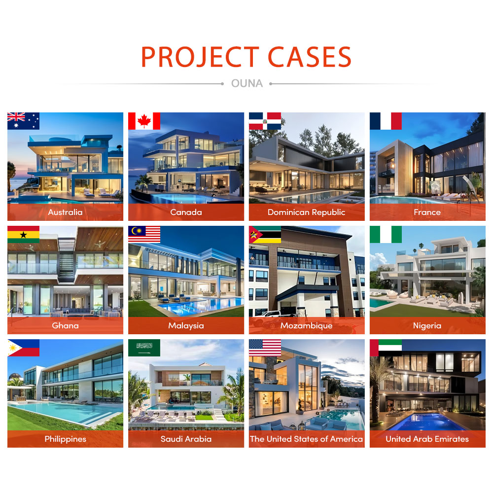 OUNA Aluminium Windows Doors House Exterior Aluminum Sliding Windows Hurricane Impact Proof Double Glazed Thermal Break Windows