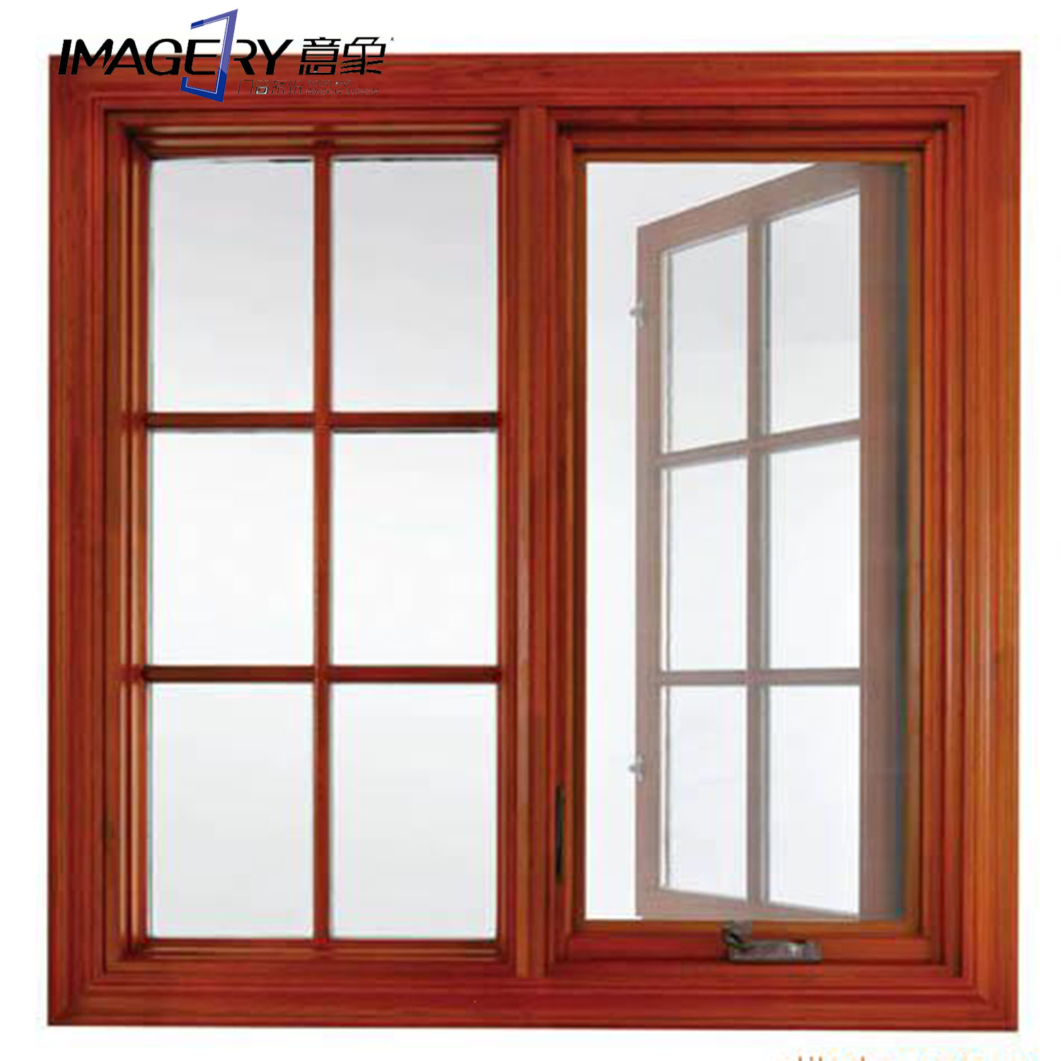 YX-88 Wood Clad Aluminum Window/turn and Tilt Inside Window/oak Wood windows for Sale