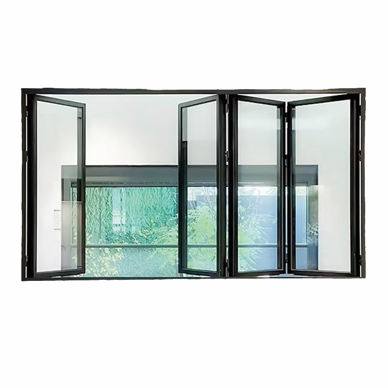 American-Style Electric Sliding Storefront Aluminum Double-Folded Window for Coffee Shop Outdoor Horizontal