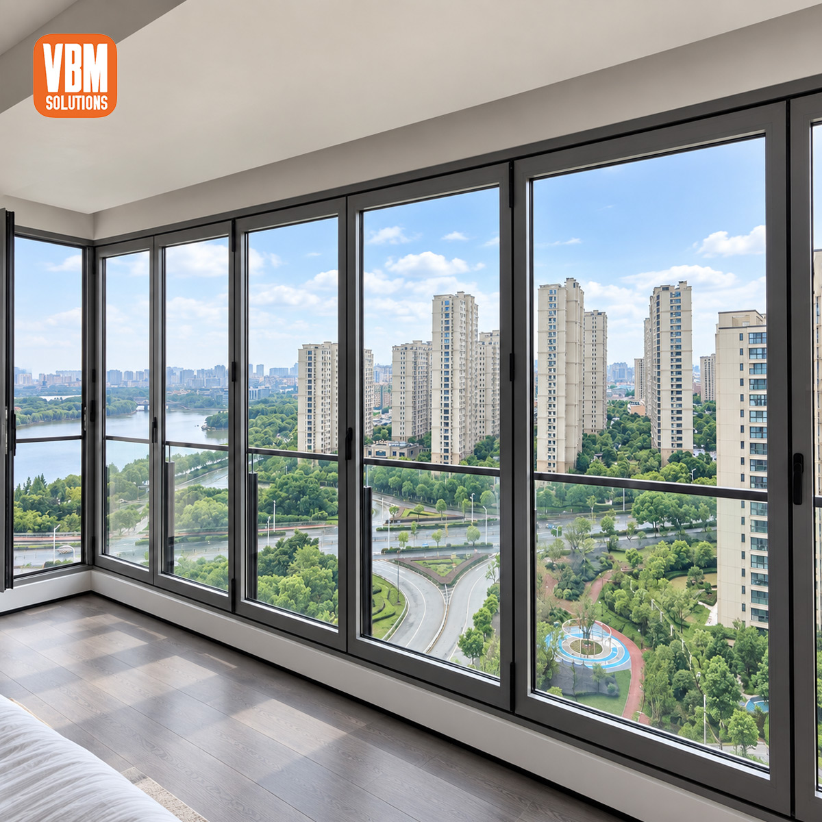 Soundproof Aluminium Bifold Window with Double Tempered Glass for Apartment Balcony and Urban Residence
