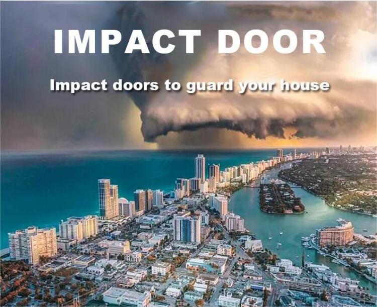 Hurricane Proof Impact Doors Thermal Break Windproof Exterior Aluminum Triple Glazed Hinged Glass Door