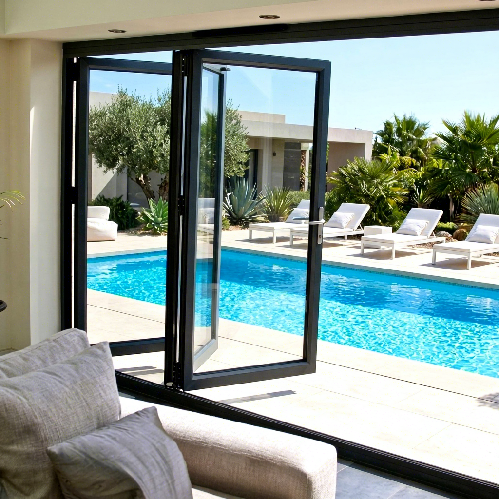 Double Glazing Hurricane Impact Bi-folding Aluminum Patio Folding Door for Residential