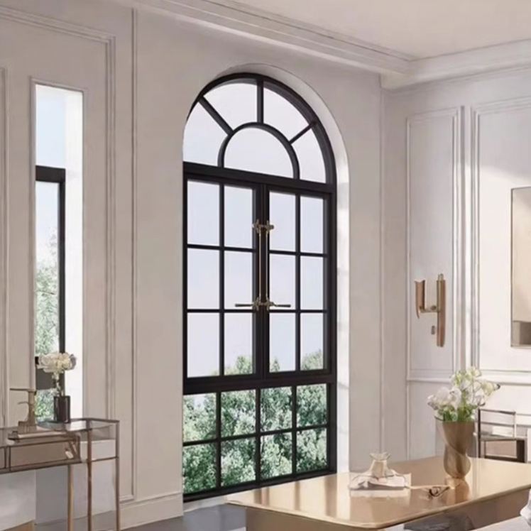 French House Custom Modern Aluminum Alloy Glass Windows With Stainless Steel Flyscreen And Louver Design