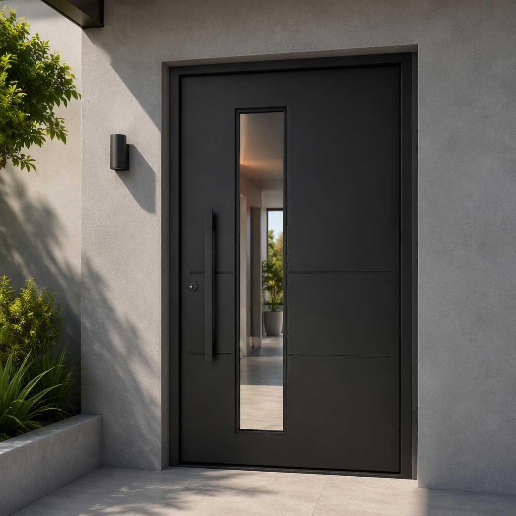Modern Residential Villa Thermal Insulation Iron Entrance Doors With Smart Lock Available