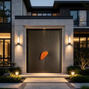 Aluminum Security Entry Doors Customized Double Front Entry Doors Smart Lock Anti-Theft Finished Dark Grey