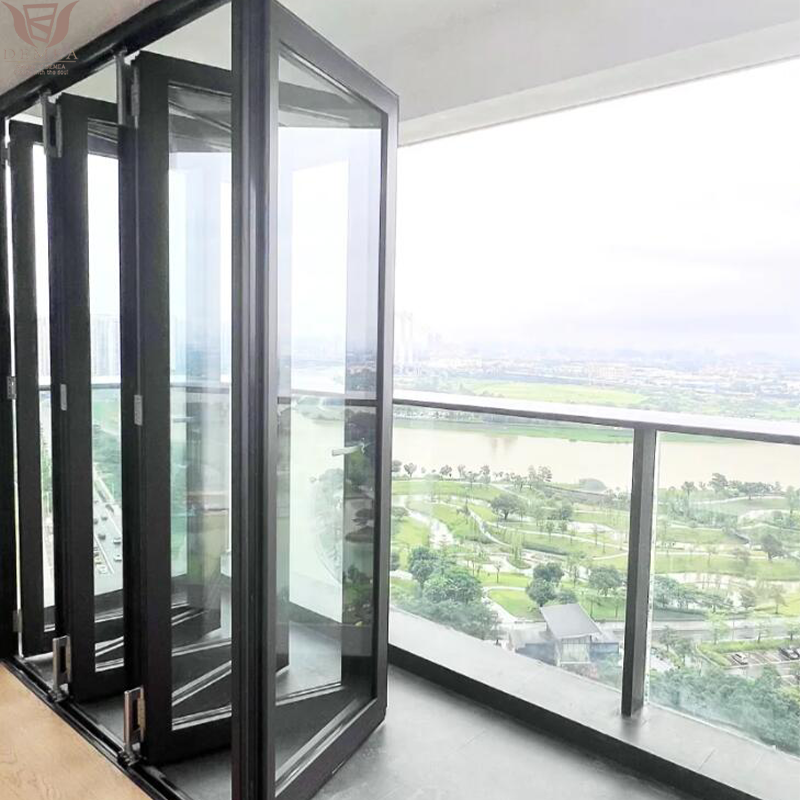 DEMEA Soundproof Home Office Garden Room Aluminium Frame Double Glazing Custom Made Accordion Style Concertina Folding Door