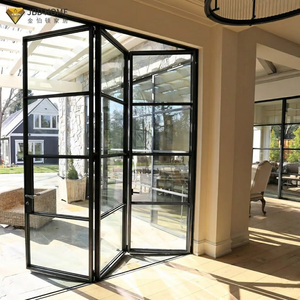 Custom Outdoor Patios Heat Insulation Aluminum Folding Door Glass Door Fold Moisture Resistant Exterior Bi Folding