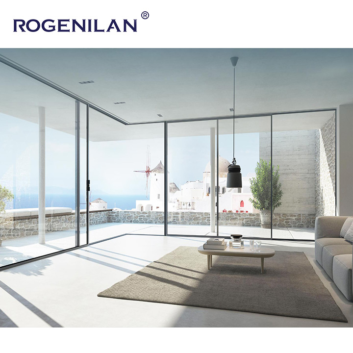 ROGENILAN Custom Aluminum Heavy Duty Double Glass Outdoor Patio Sliding Doors Thermal Break Lift and Slide Door for Houses