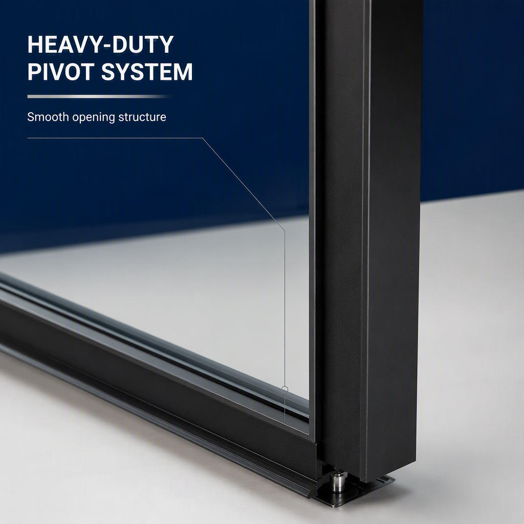 Modern Heavy-Duty Aluminum Pivot Doors with Double Glass Soundproof Finished Surface for Villa & Hotel Entrance