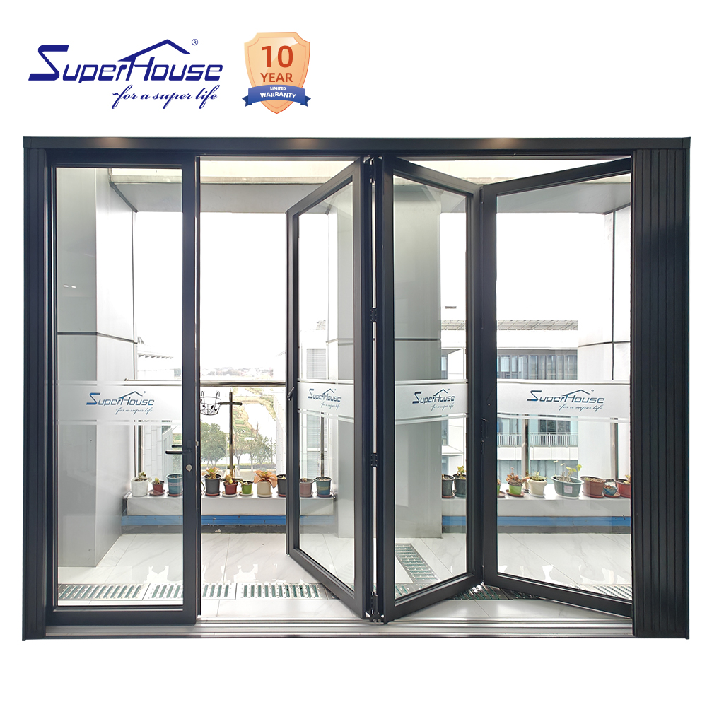 Accordion Bi Fold Doors Impact Resistant Aluminium Door Double Glazed Upvc Glass Hurricane Proof Patio Folding PVC