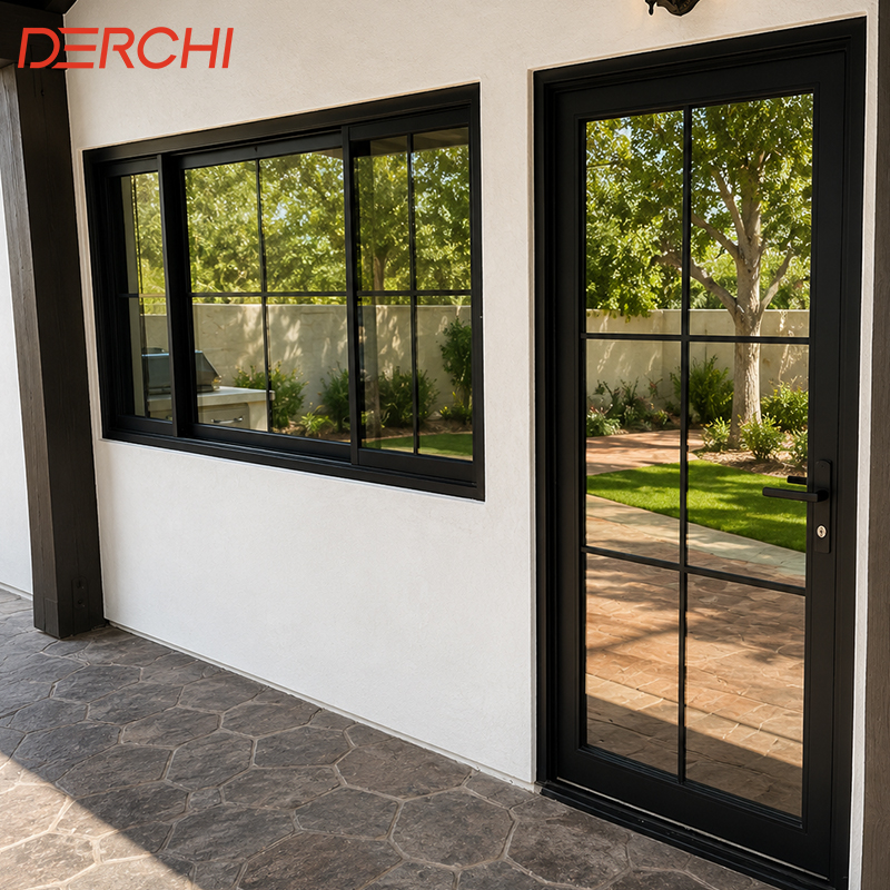Waterproof Soundproof Aluminum French Door for Balcony Living Room and Villa Project
