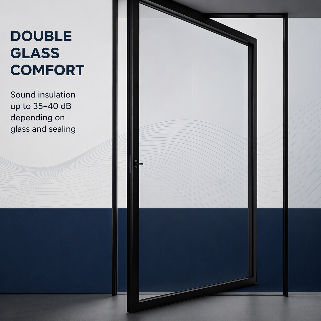 Modern Heavy-Duty Aluminum Pivot Doors with Double Glass Soundproof Finished Surface for Villa & Hotel Entrance