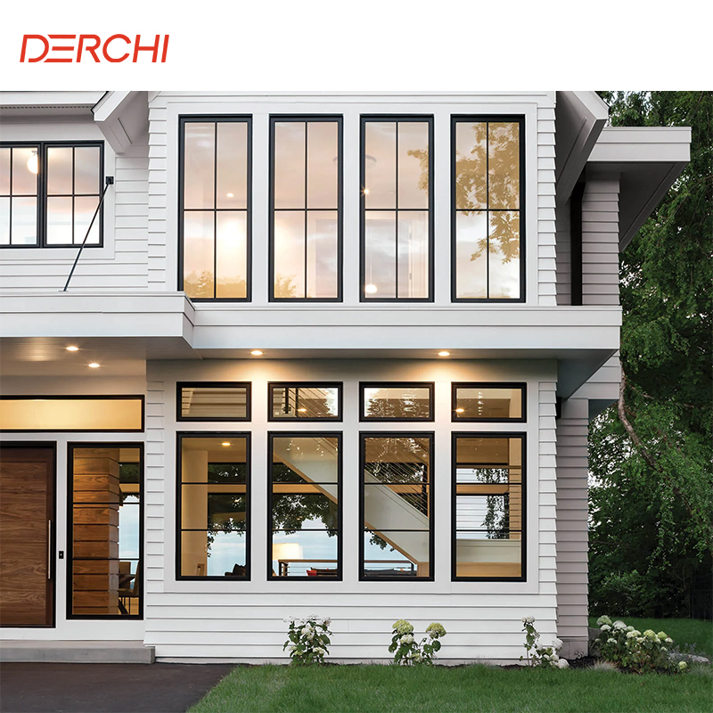 Modern Soundproof Custom Picture Windows Glass Fixed Aluminium Windows Aluminum Alloy Frame Customizable Villa Window Design