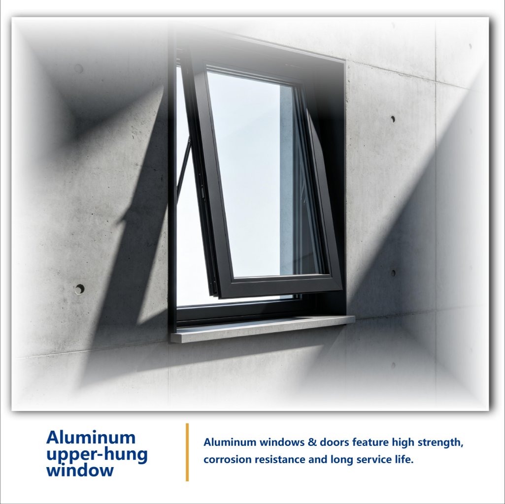 Fashionable Weatherproof Swing Awning Window Stainless Steel Aesthetic Aluminium Frame Outdoor Kitchen Villa Bathroom Exterior