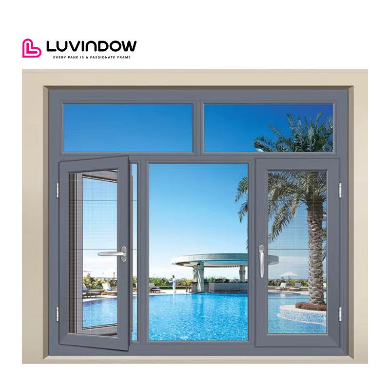 Modern Designed Two-Way Open Aluminum Profile Tilt Turn Casement Glass Window For Hotels Aluminum Alloy Frame Horizontal Opening