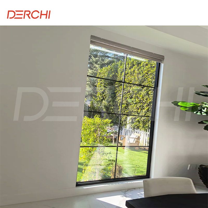DERCHI USA NFRC Customized Insulated Low-E Glass Big Fixed Picture Window Energy Efficient Aluminum Floor to Ceiling windows