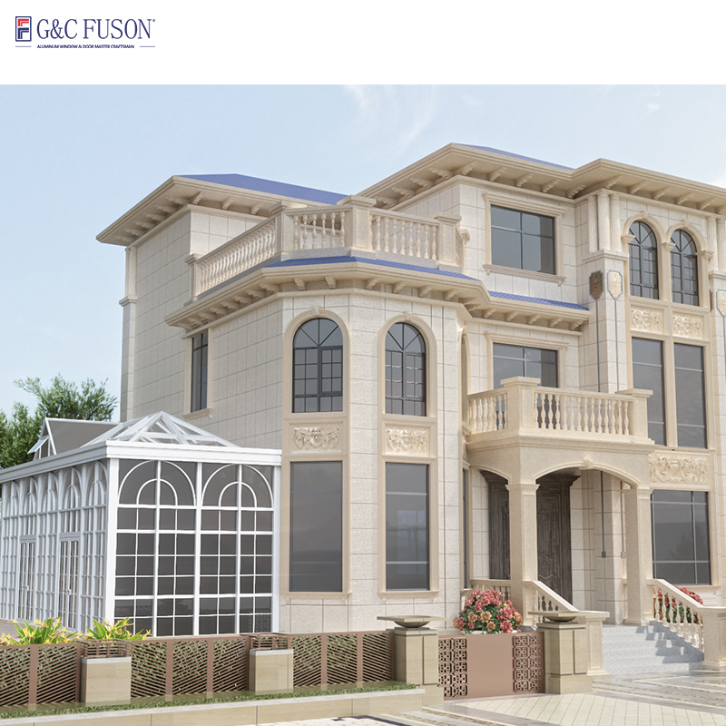 Fuson High Quality Soundproof Triple Glazed Window Retro French Style Aluminum Alloy Frame Casement Window Design