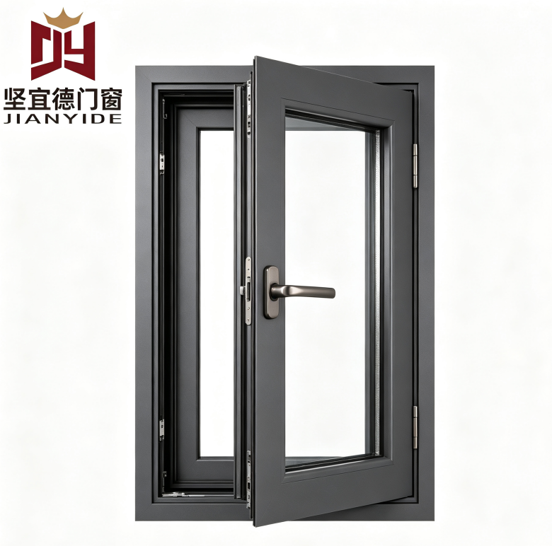CE Certified Aluminium Casement Window With Low-E Double Glazing For European Homes OEM Custom Size, Wind And Water Resistant