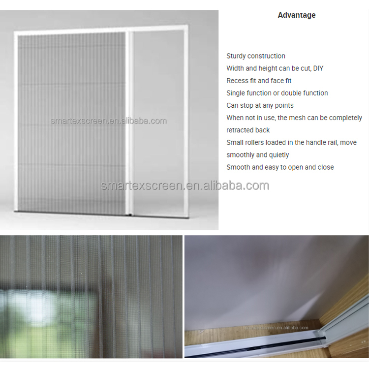 Aluminum Alloy Frame Pleated Mesh Folding Screen Doors Blinds Components Patio Insect Sliding Fly Screen Door