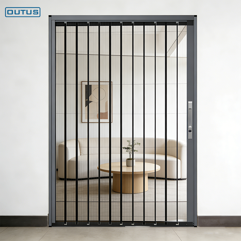 OUTUS Aluminum Alloy Push Pull Diamond Mesh Security Screen Door Anti Theft Sliding Mosquito Net Door for Home