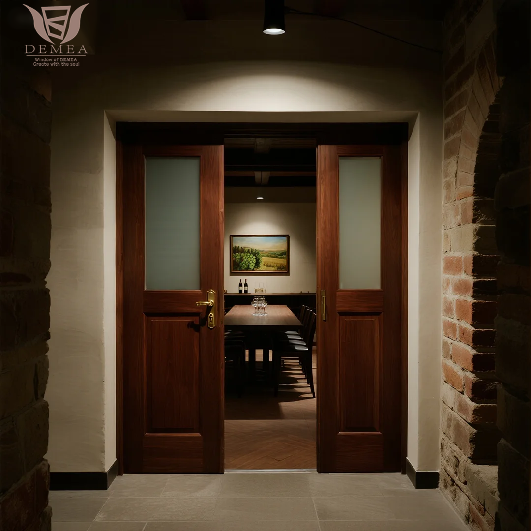 DEMEA Antique Style Soundproof Thermal Break Aluminum Swing Entrance Door for Residential House for Entry Living Room Bedroom