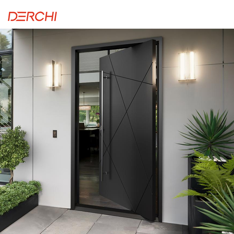 Luxury Design Aluminum Pivot Doors For Houses Fire Prevent Aluminum Exterior Security Front Doors