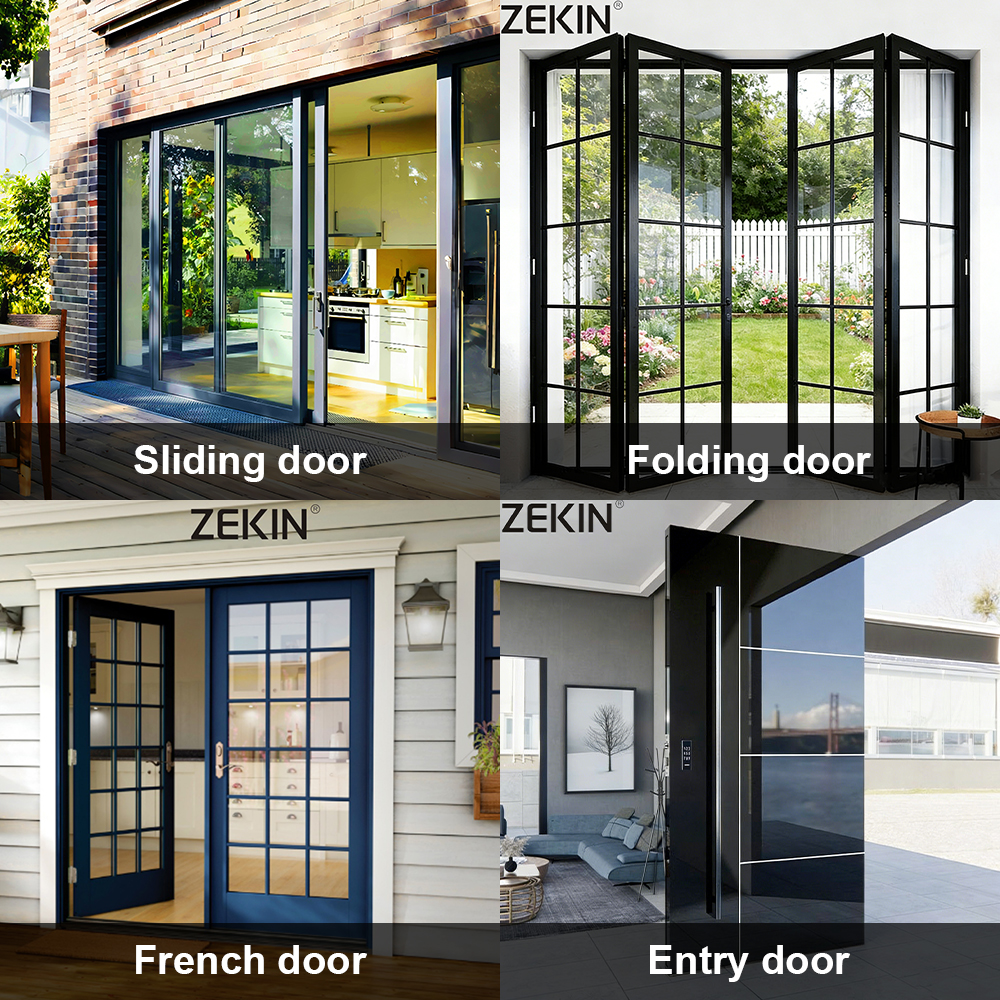 ZEKIN Customized Size Security Entrance Doors Exterior Residential Entry Doors Thermal Insulation Anti-Theft Front Pivot Doors