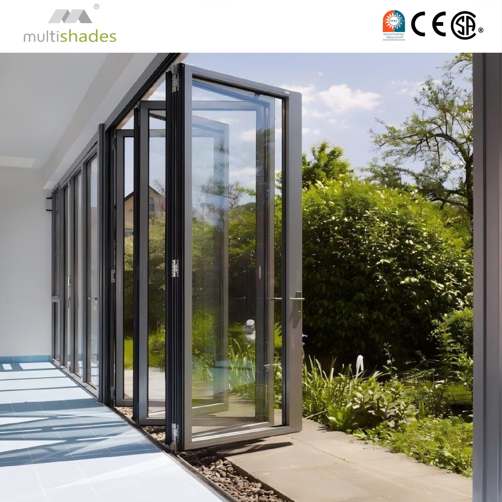 Modern Villa Exterior Patio Soundproof Glass Folding Door with Adjustable Aluminum Frame and Sliding Feature