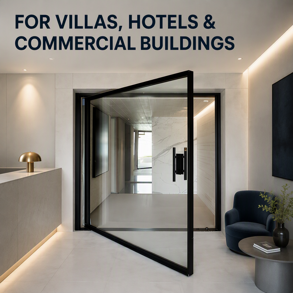 Modern Heavy-Duty Aluminum Pivot Doors with Double Glass Soundproof Finished Surface for Villa & Hotel Entrance