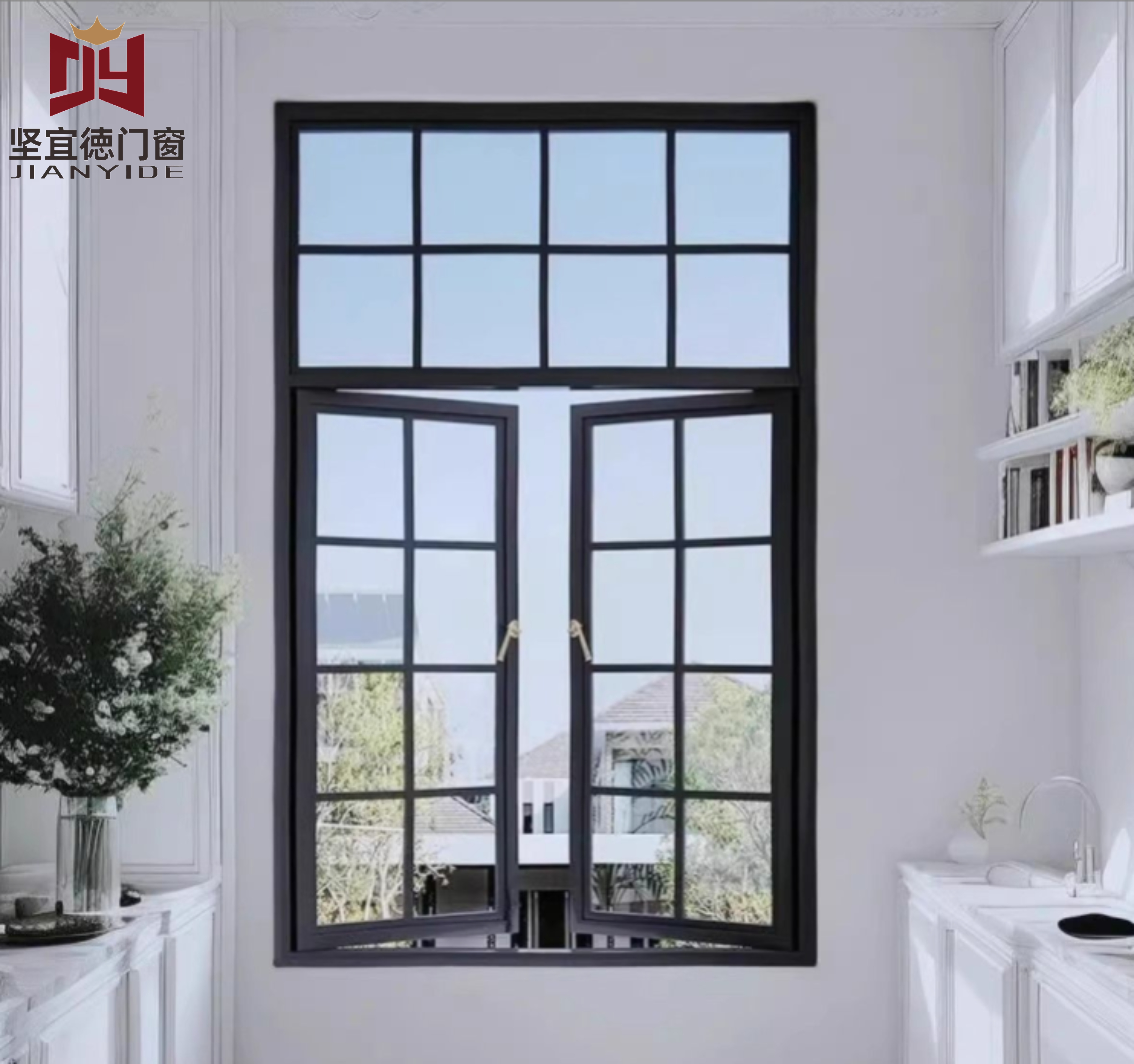 CE Certified Aluminium Casement Window With Low-E Double Glazing For European Homes OEM Custom Size, Wind And Water Resistant