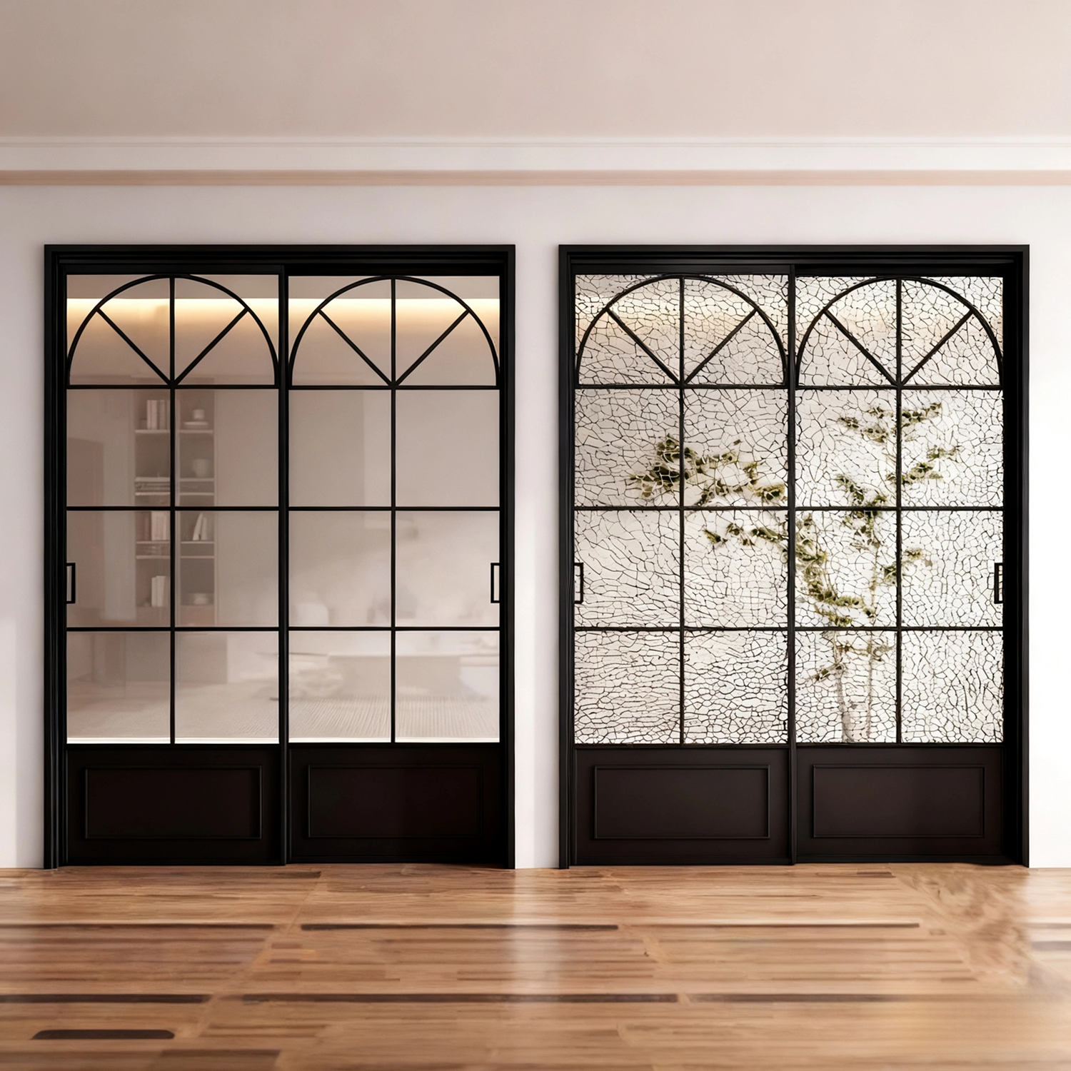 Rustic Design Gray Tempered Glass Aluminum Framed French Front Steel Swing Door Crittal Glass Door for Interior