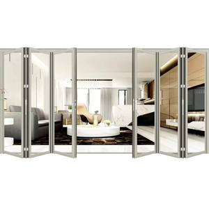 Fuson Residential Use Bifold Doors Aluminium Folding Patio Door Double Tempered Glass Slide Folding Doors
