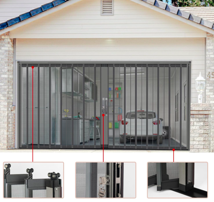 Modern Diamond Mesh Anti-Mosquito Folding Door Screen Aluminum Invisible Telescopic Insect-proof Aluminum Invisible Door
